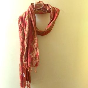 Gold and Rusty Red Indian Vintage Scarf